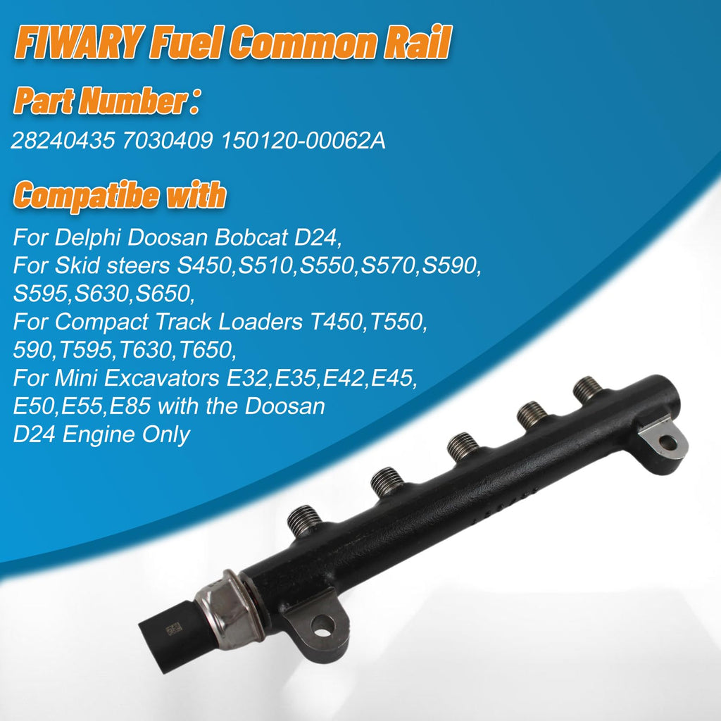 Fuel Common Rail With Sensor For Doosan D24 Bobcat Equipment