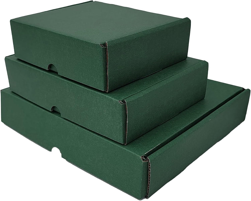 6x2x2" Green & White Corrugated Mailer Boxes for Shipping, 50 Pcs