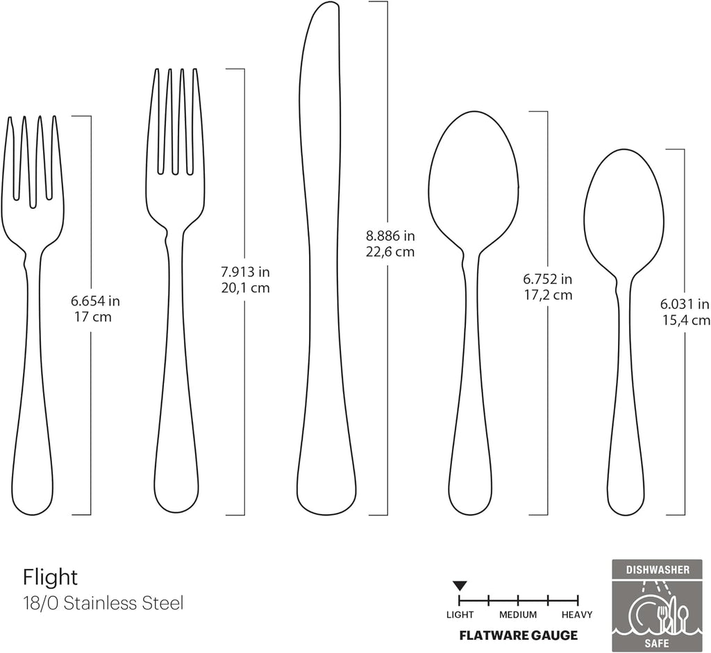 Flatware Flight Gold Satin 18/0 Silverware Set for 4, (20-Piece)