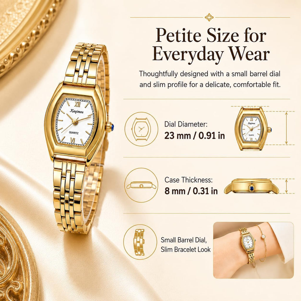 Elegant Tonneau Women's Vintage Gold Bracelet Watch Roman Dial | Timeless vintage tonneau design with an elegant