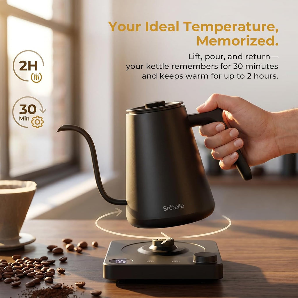 Gooseneck Electric Kettle Coffee Kettle with ±1°F Temperature Control, 27oz/0.8L 1200W Rapid Heating, 2Hours Keep