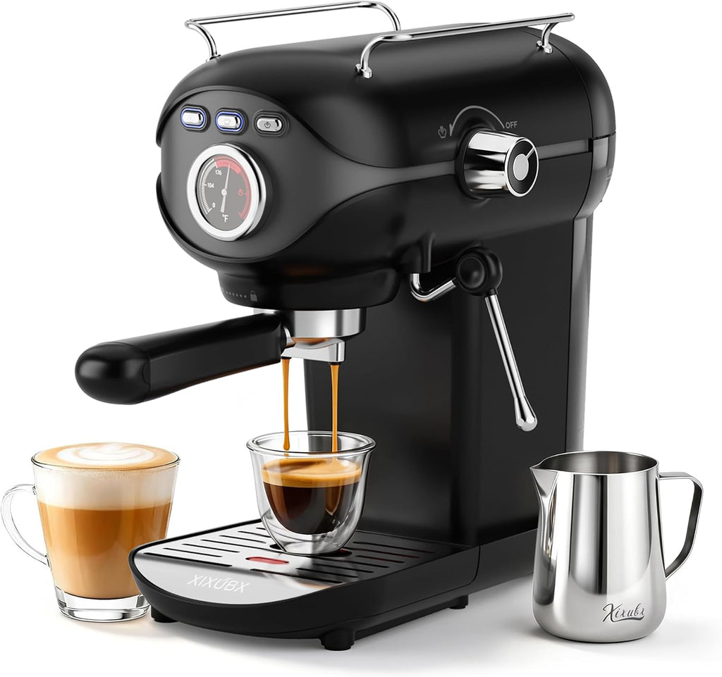 Espresso Machine, Compact Espresso Maker with Milk Frother | 20-Bar Pump, PID Control, Low Vibration Coffee Maker