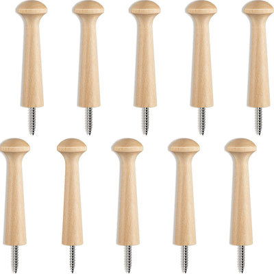 10 Pcs Screw in Wooden Shaker Pegs 3.62" Unfinished Wood,Wood Color