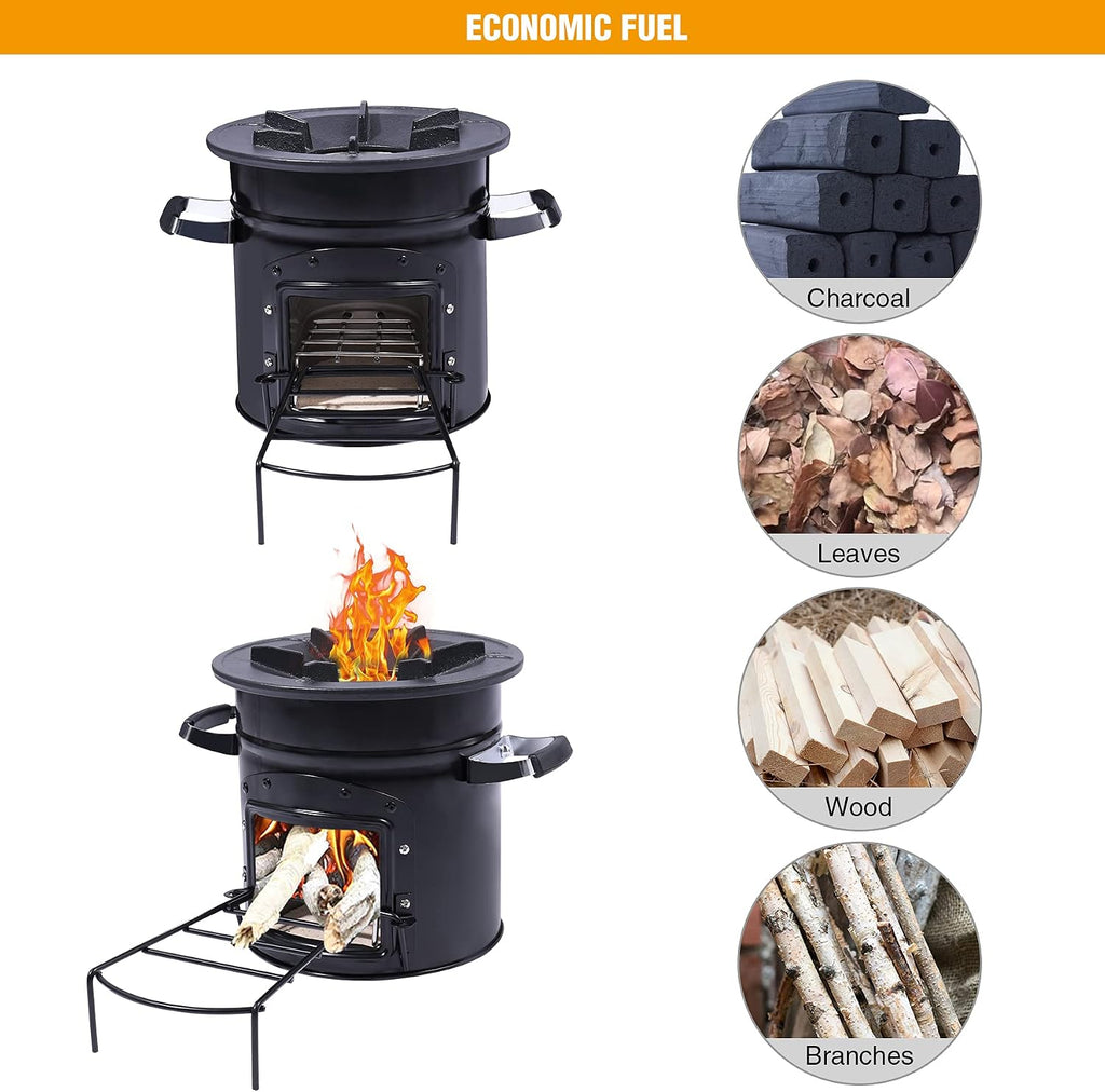 Camping Rocket Stove Wood Burning Portable for Cooking, Outdoor Camping Wood Stove with Carrying Bag for Backpacking