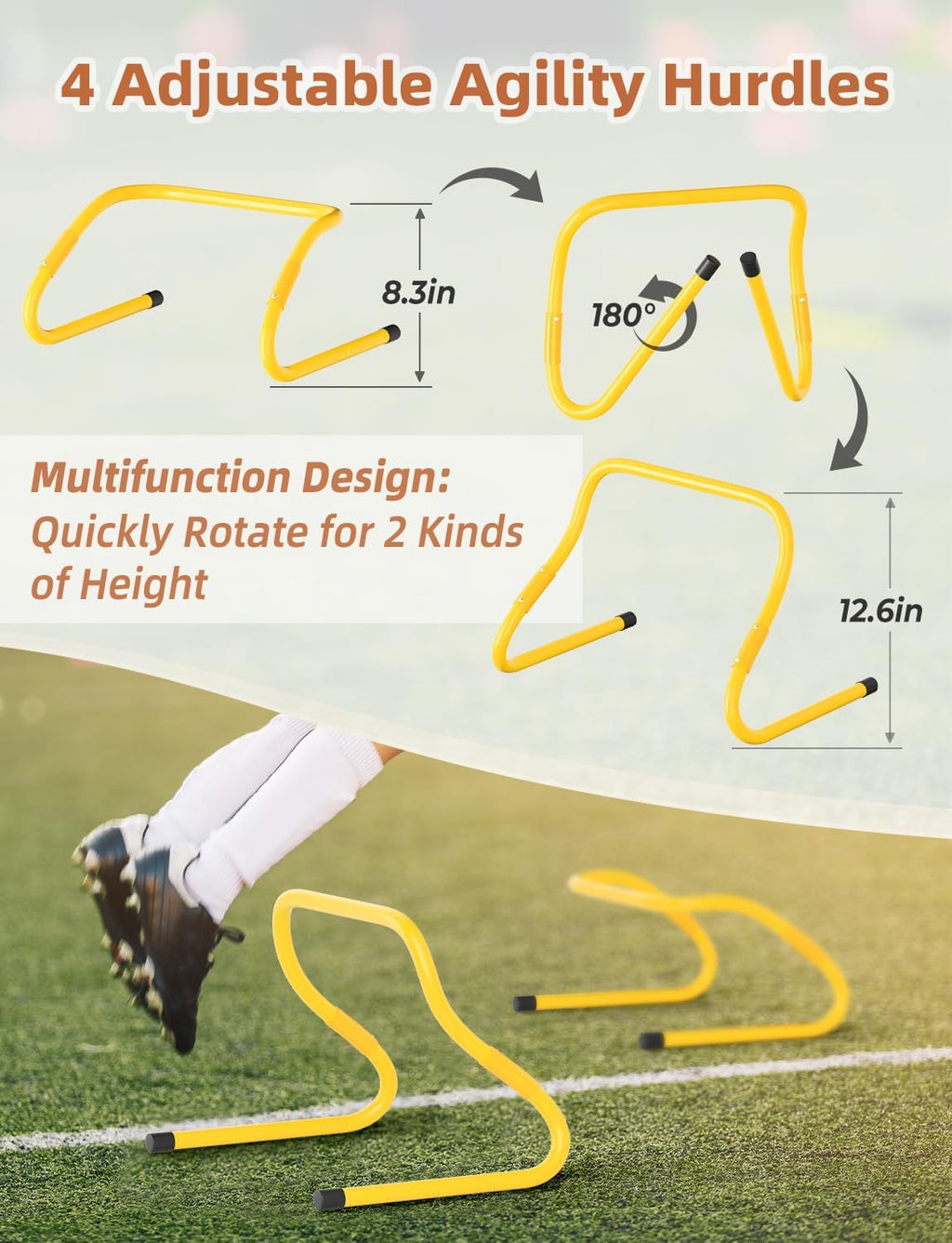 Agility Ladder,Football Training Equipment Set,4 Agility Hurdles, 20 feet12 Rungs Speed Ladder,12 Disc
