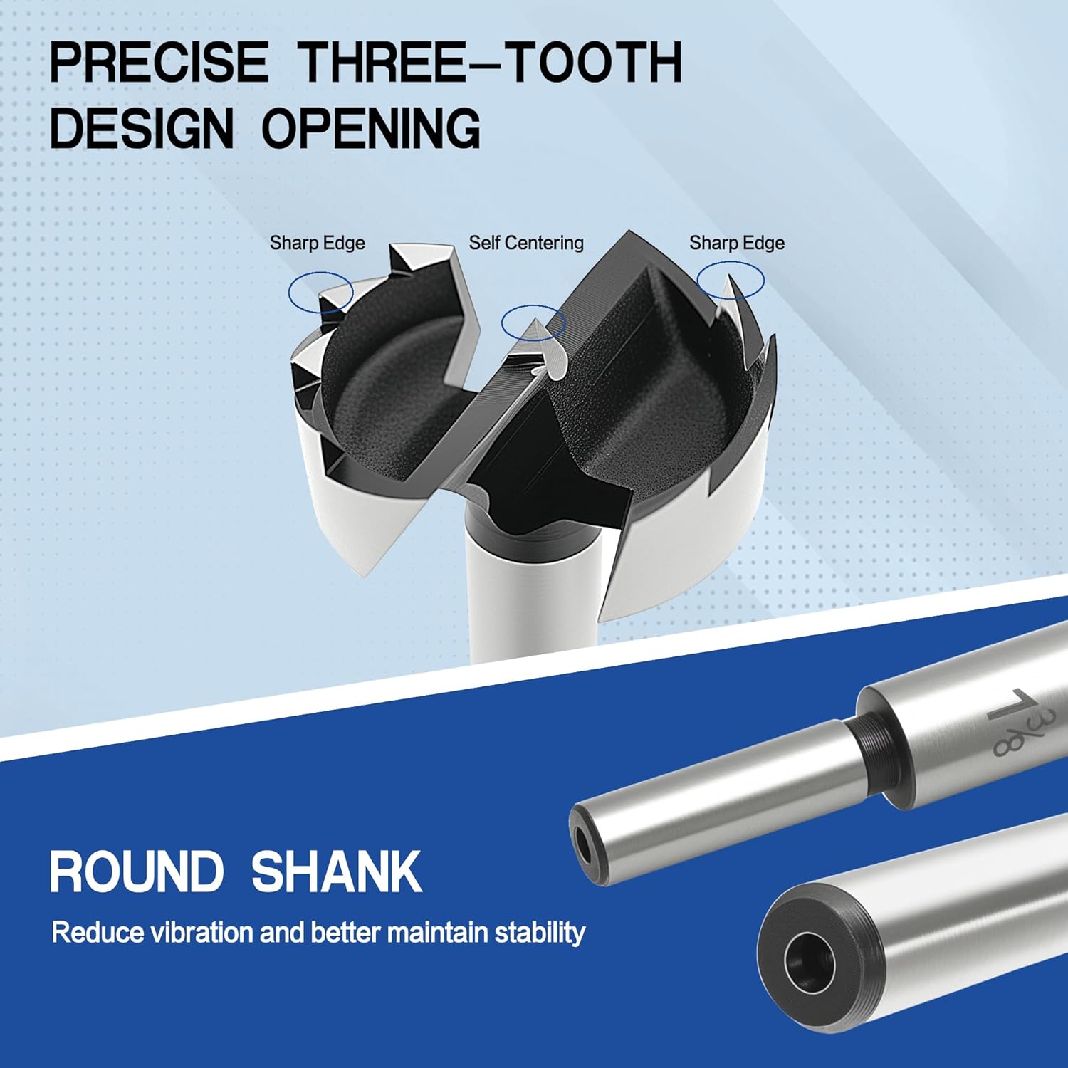 8 Piece Forstner Bit Set, Made of Alloy Steel, Forstner Bits for Woodworking, Auger Opener Round Shank Drilling