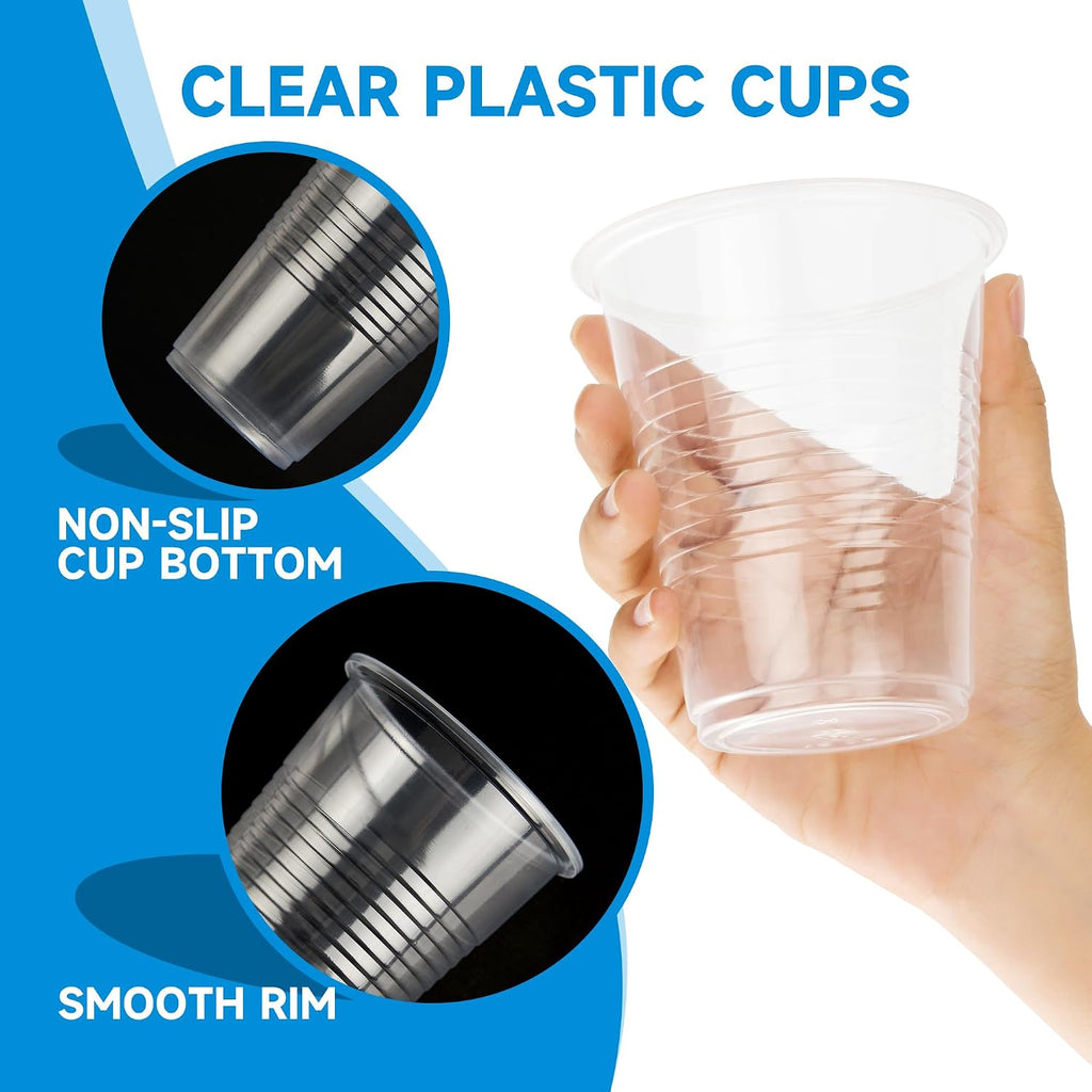 500 pack 9 oz Disposable Plastic Cups, Clear Plastic Cups Tumblers, Disposable Cups Bulk, Transparent for Wedding
