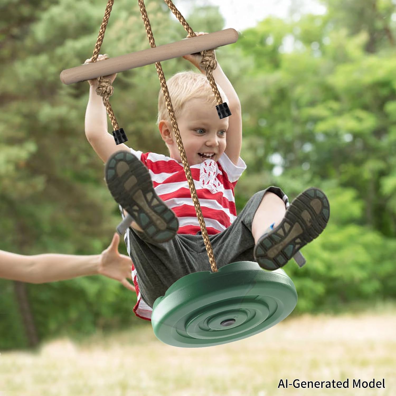 Disc Swing for Kids, Swing Set Accessories, 7FT Height Adjustable Gym Monkey Bars, Hanging Tree Seat for Backyard