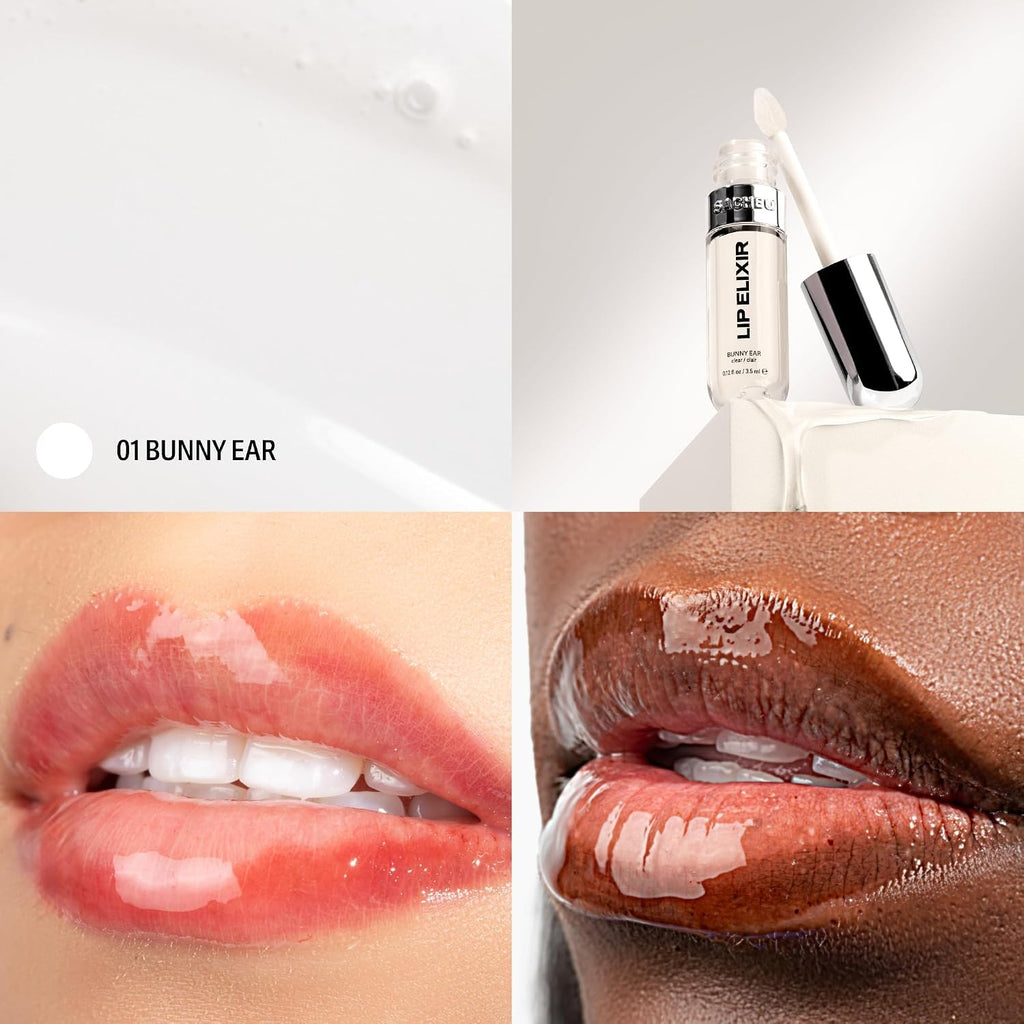 Lip Elixir Hydrating Lip Gloss, High-Shine, Bunny Ear (Clear)