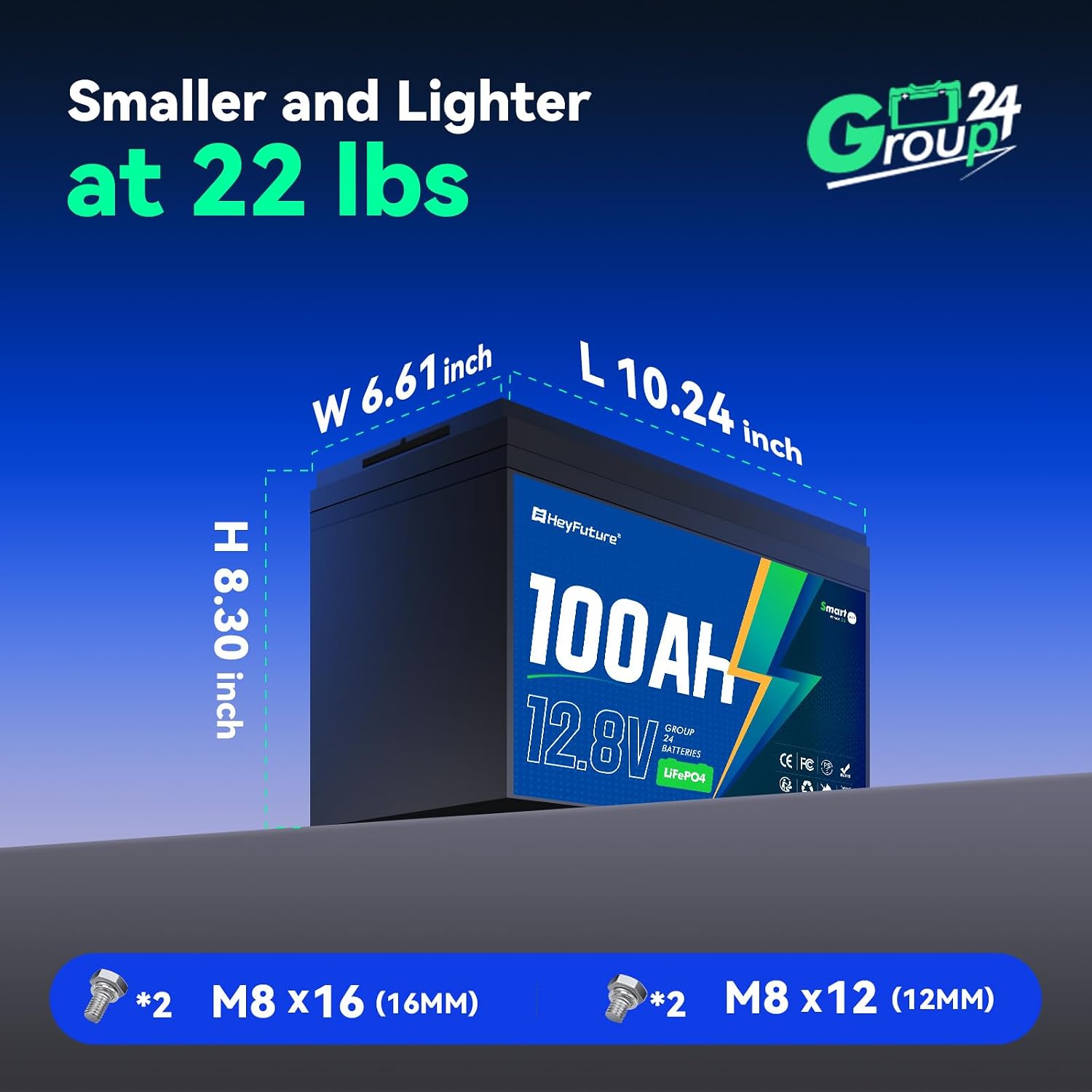 12V100Ah Bluetooth LiFePO4 Battery, Deep Cycle Lithium Battery,15000 Charging Cycles, Lightweight Compact, Perfect