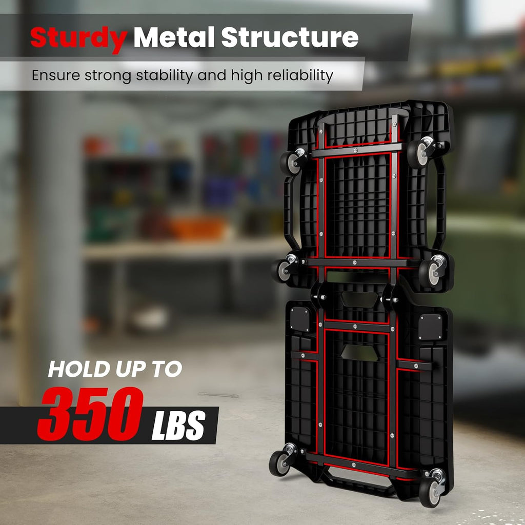 43" x 22" Foldable Creeper, 350LBS Mechanic Creeper with Soft Padded Headrest, Magnetic Tool Tray, Heavy-Duty Rolling