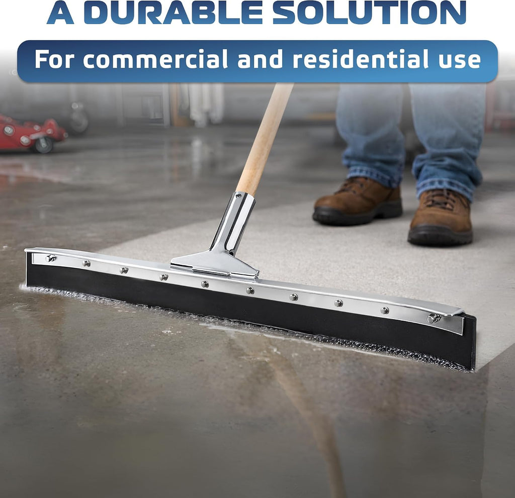 Curved Floor Squeegee 36’’, Rubber Blade Garage Squeegee, Taper Pole Connection - Handle Sold Separately for Tiles