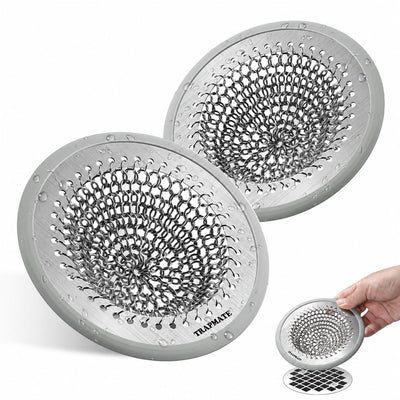 Shower Drain Cover, 2PCS Prevent Clogging Shower Drain Hair Catcher, Non-Slip Stainless Steel Drain Protector