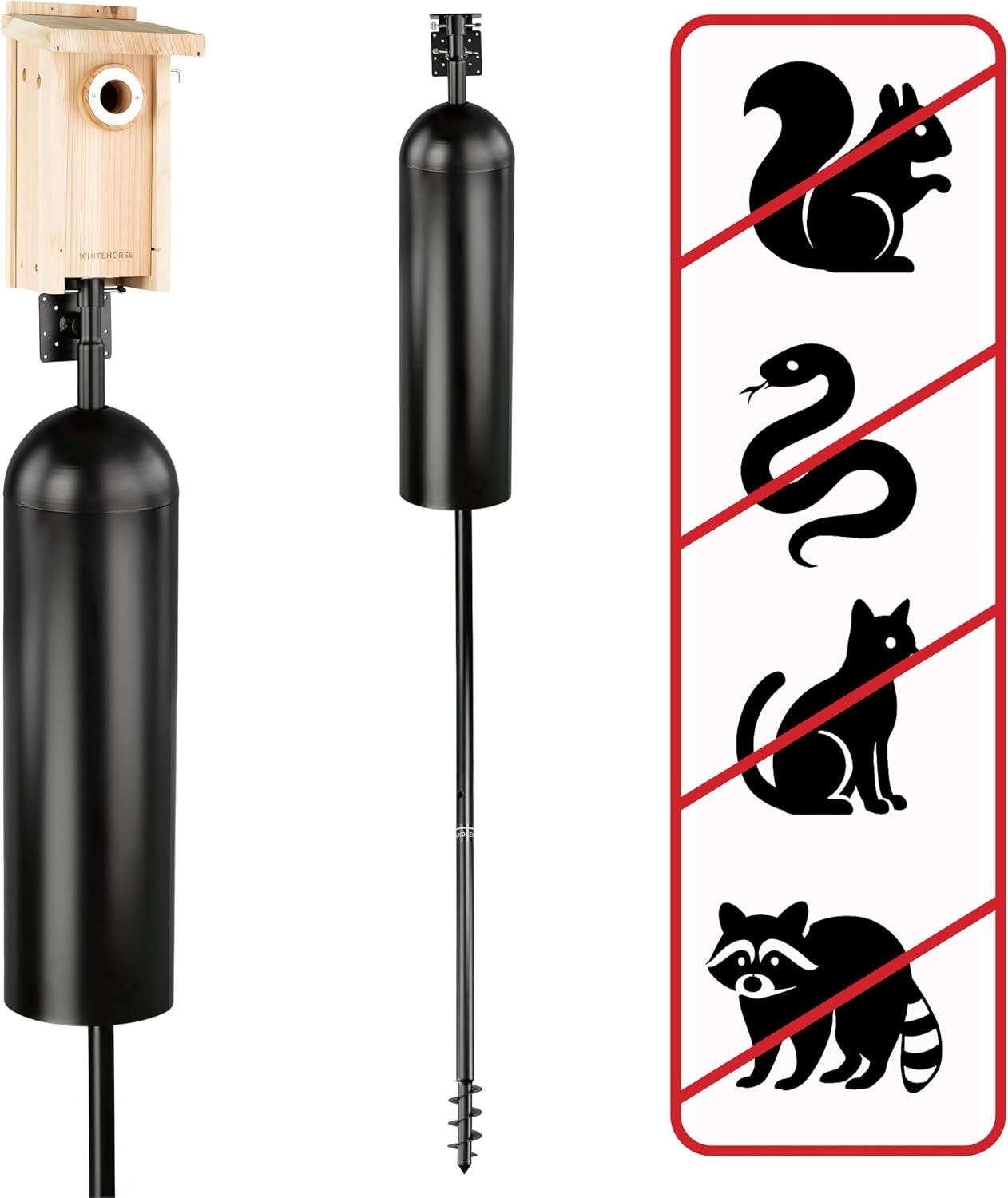 Bird House Pole with Baffle- A Professional Squirrel Proof Bird Feeder Pole - Very Sturdy Against Strong Winds - Bird