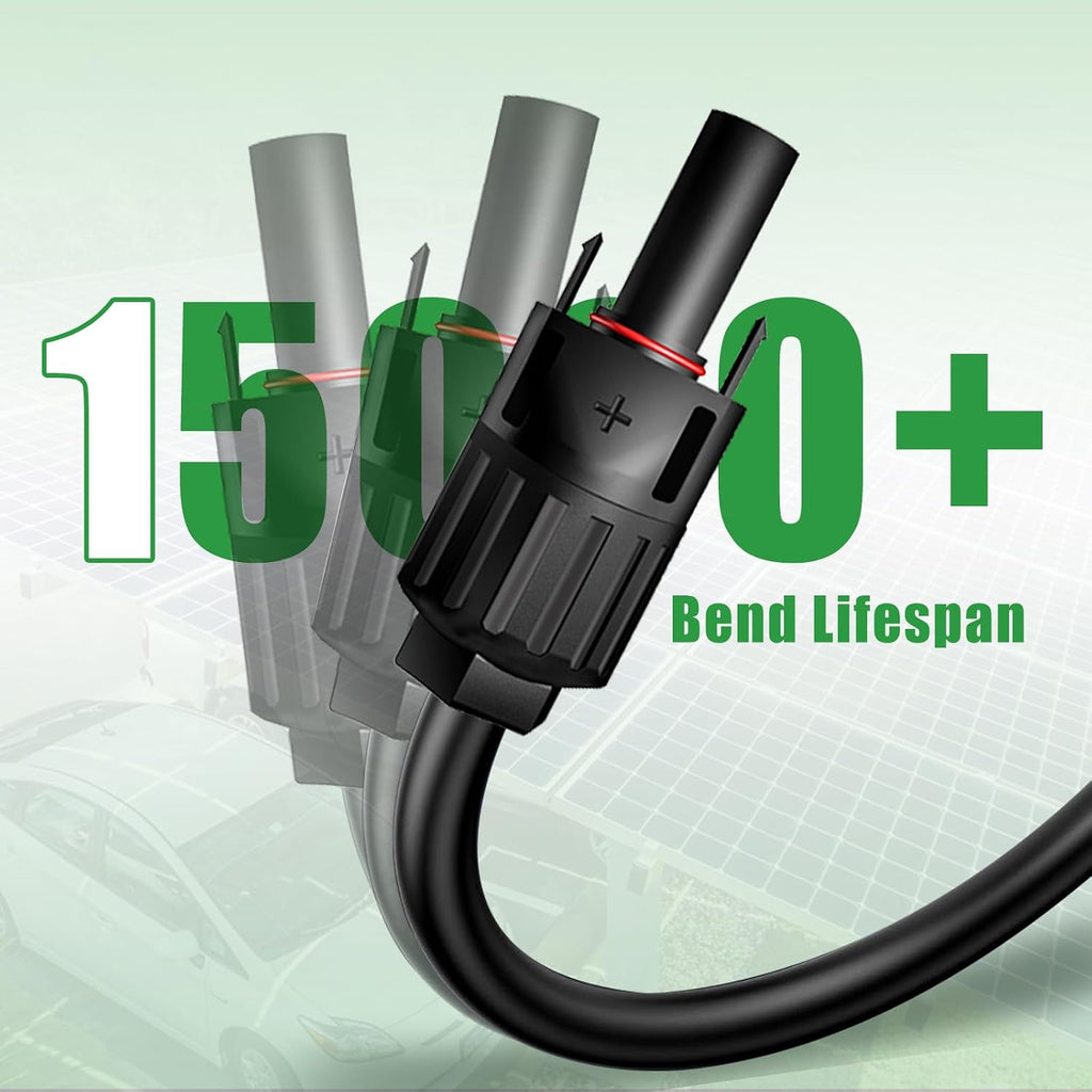 Twin Wire 30 Feet Solar Extension Cable 10AWG with -IP67- Female and Male Connector, Bonus Four Pairs of Free