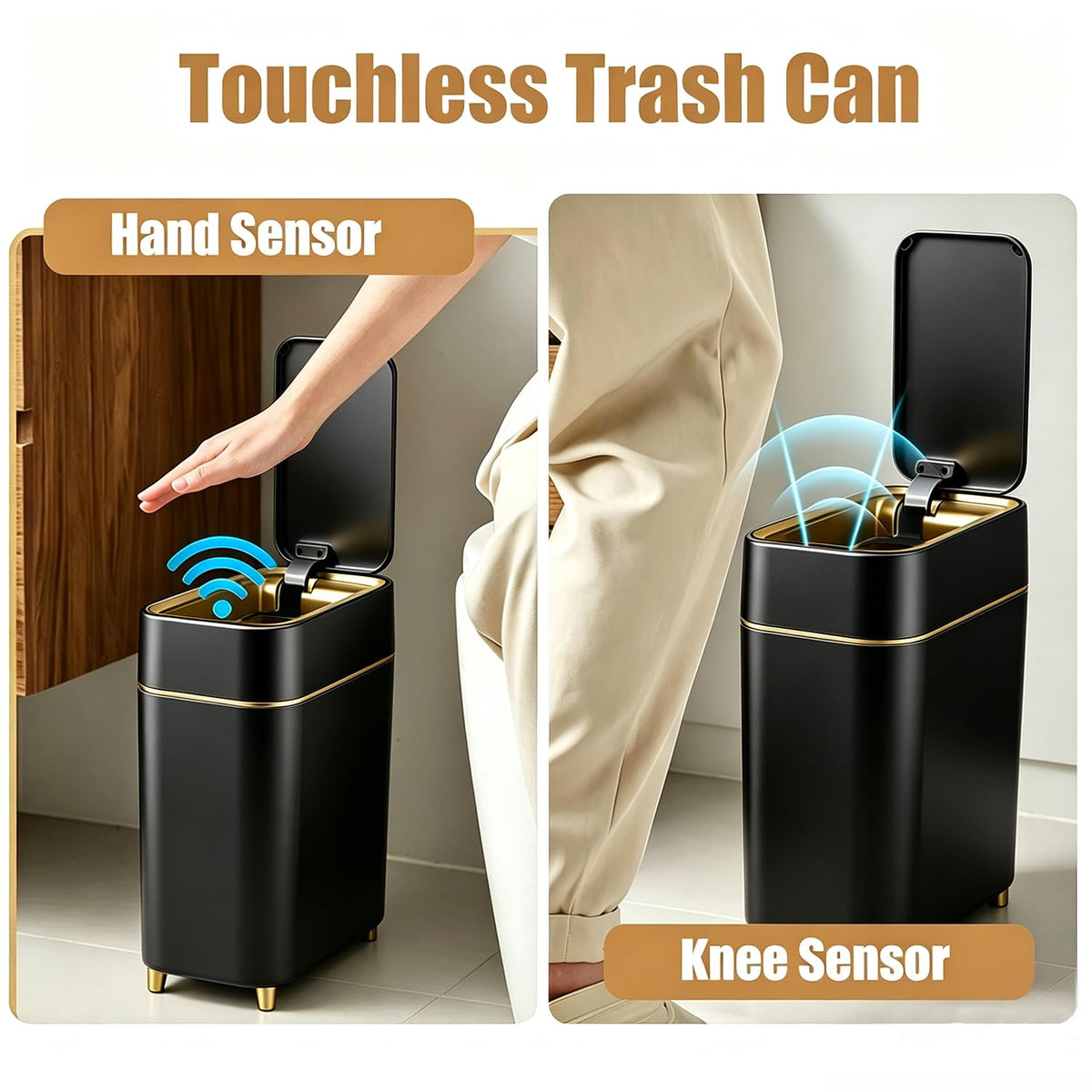 2-Pack - Automatic Trash Cans Touchless - Motion Sensor Bathroom Trash Can