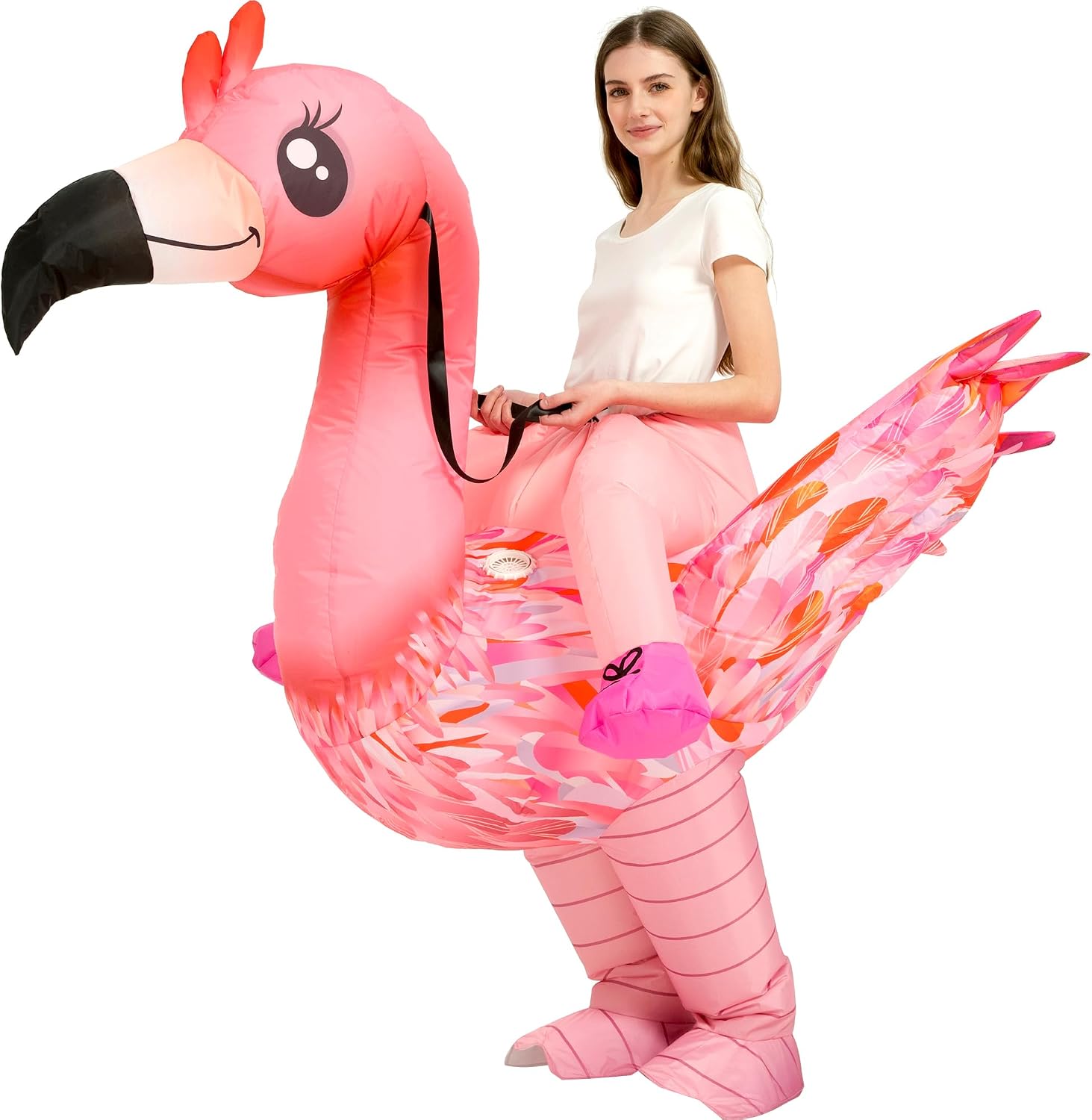 Halloween Inflatable Costume Adult,Blow Up Ride On Flamingo Suit Men Women