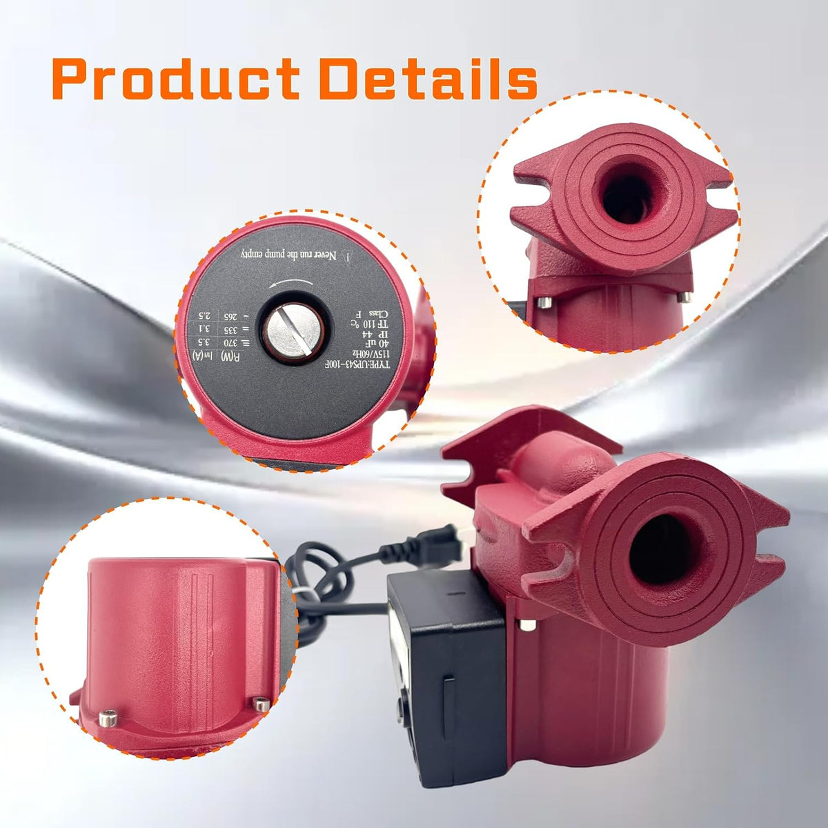 UPS43-100F Circulator Pump 115V 60Hz 3Speed 1/3HP Compatible with Grundfos