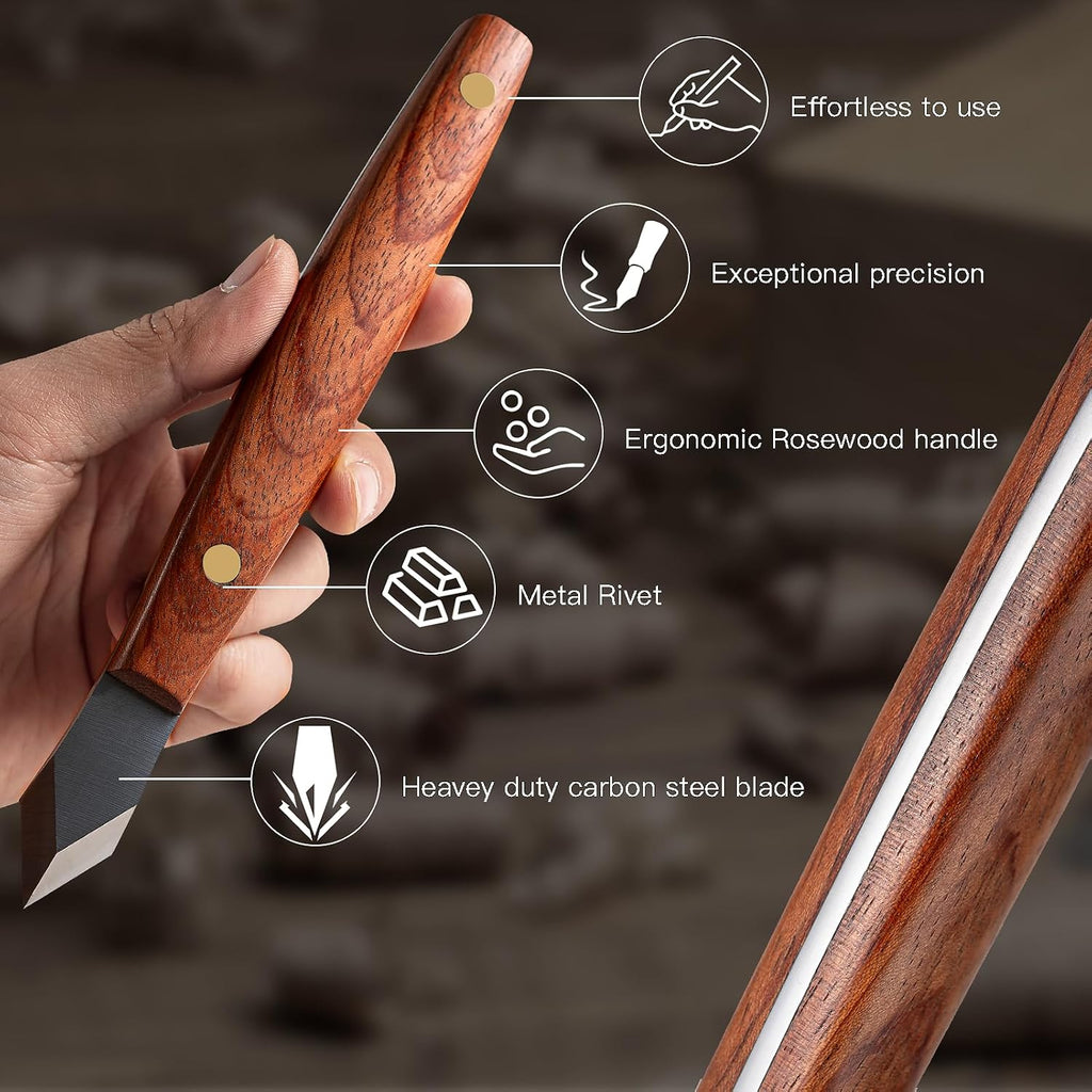 Marking Knife Woodworking Heavy Duty Scribing Gauge Knife Leather Sheath Carbon Steel Double Beveled Blade Striking