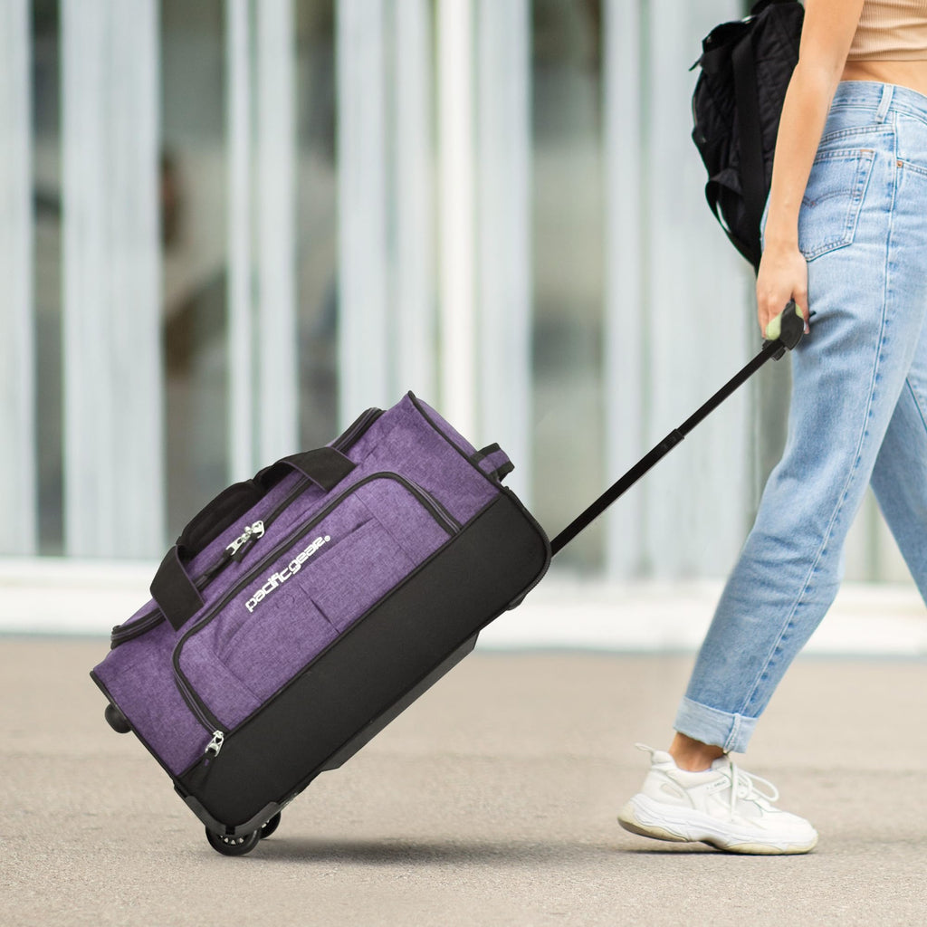 Duffel Bag with Rolling Wheels, Purple