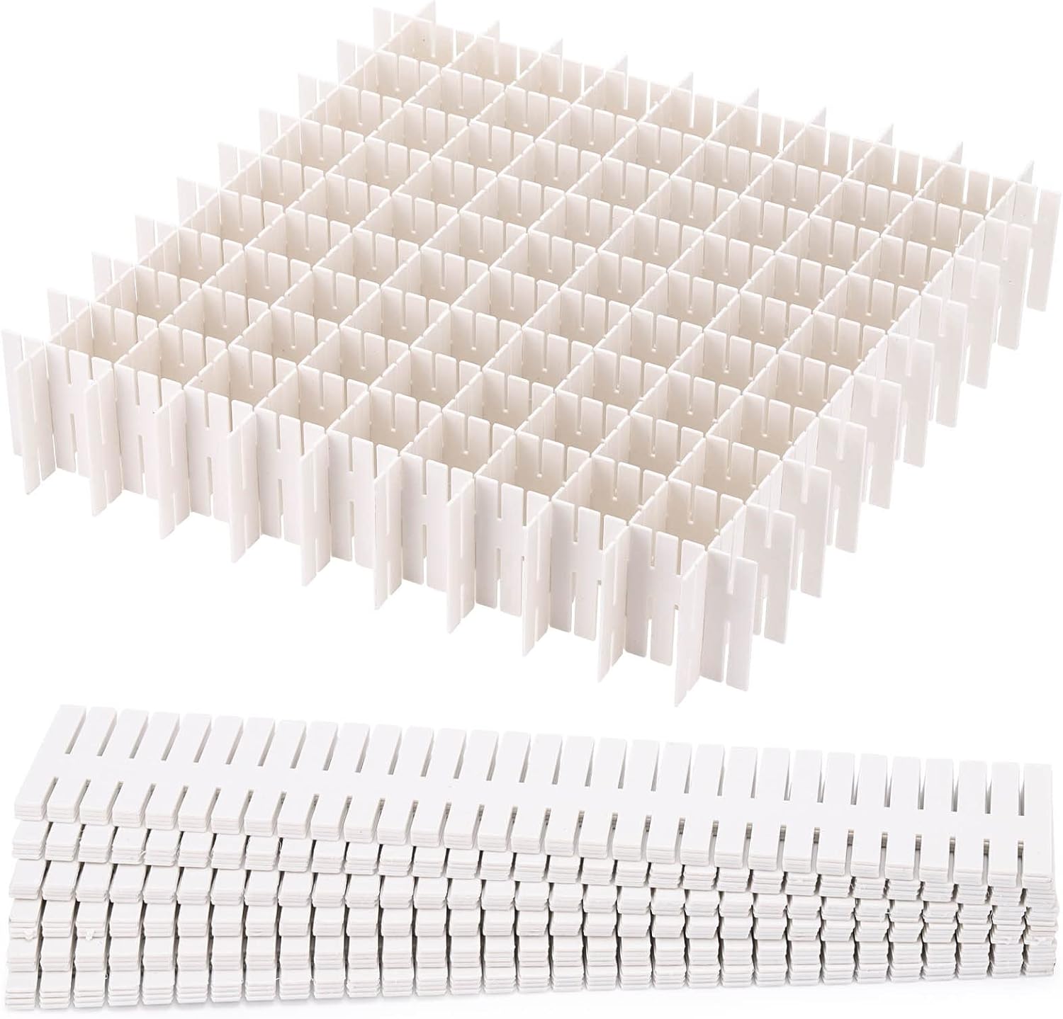 40Pcs Grid Drawer Dividers, Adjustable Drawer Organizer for Socks, Underwear, Lingerie, Makeup, Bedroom Office