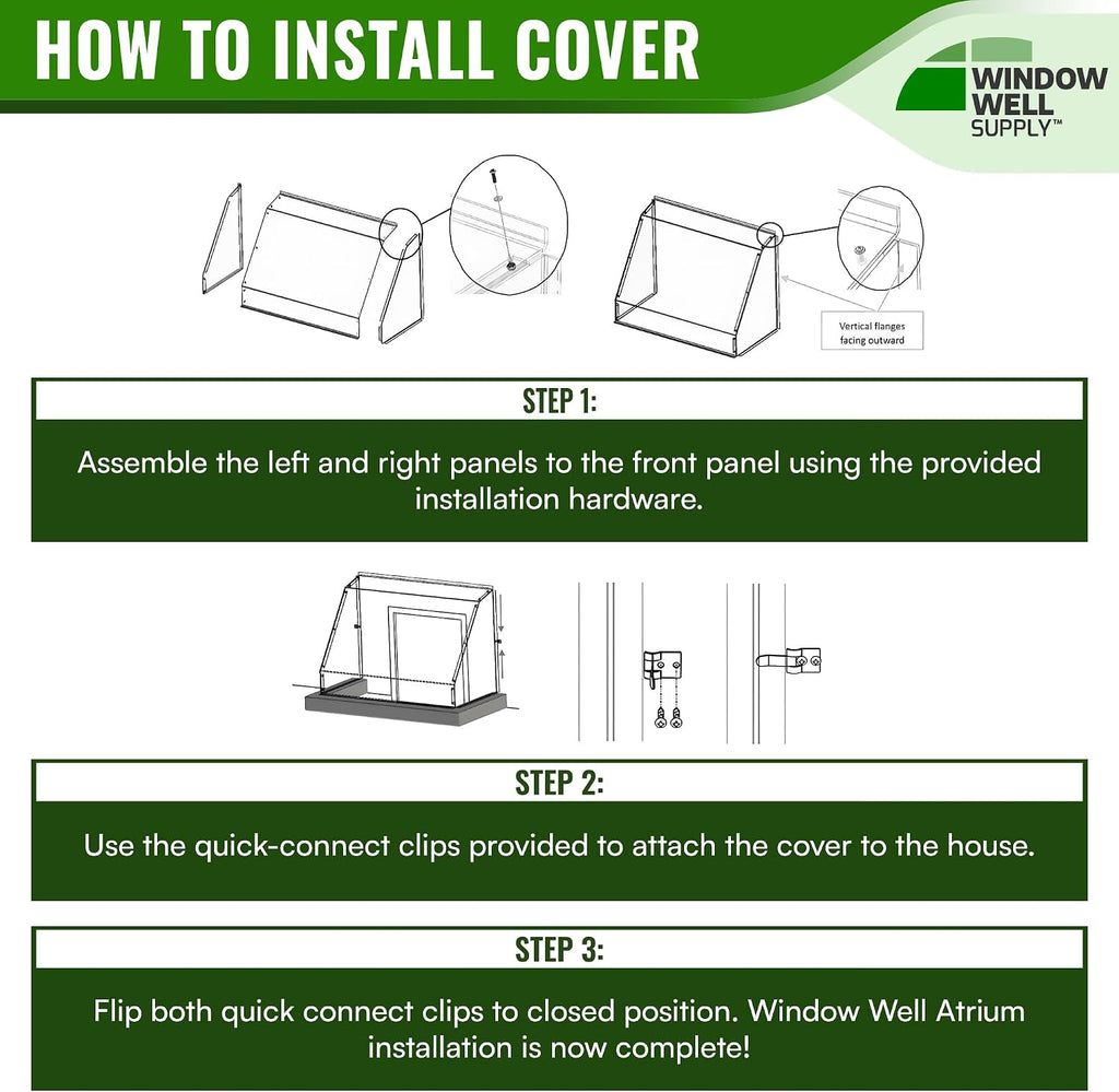 Atrium Basement Window Well Covers Outside Protection 46"L x 22"W x 12"H