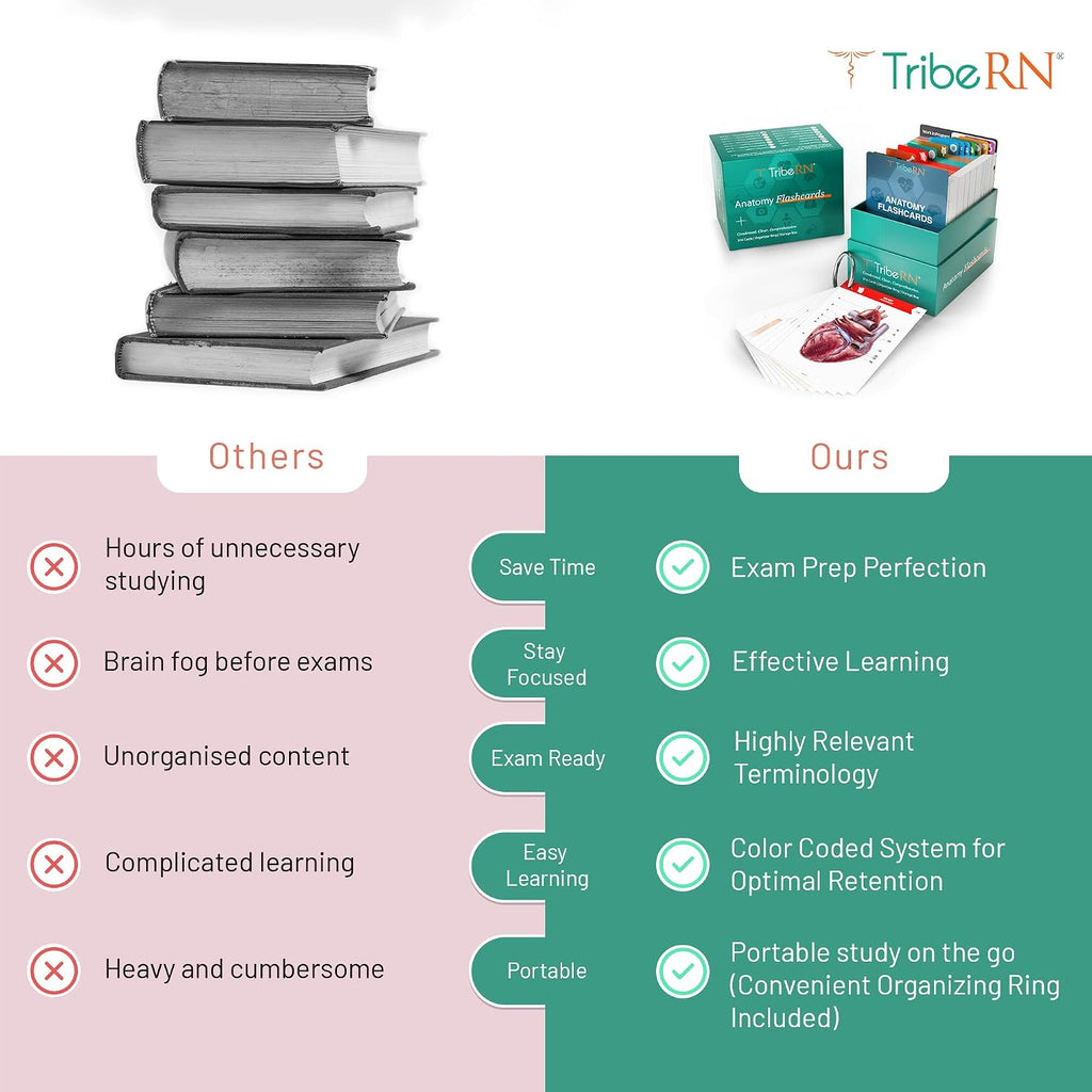 TribeRN Anatomy and Physiology Flash Cards – 320 Study Resources for Students – Human Anatomy & Physiology Study