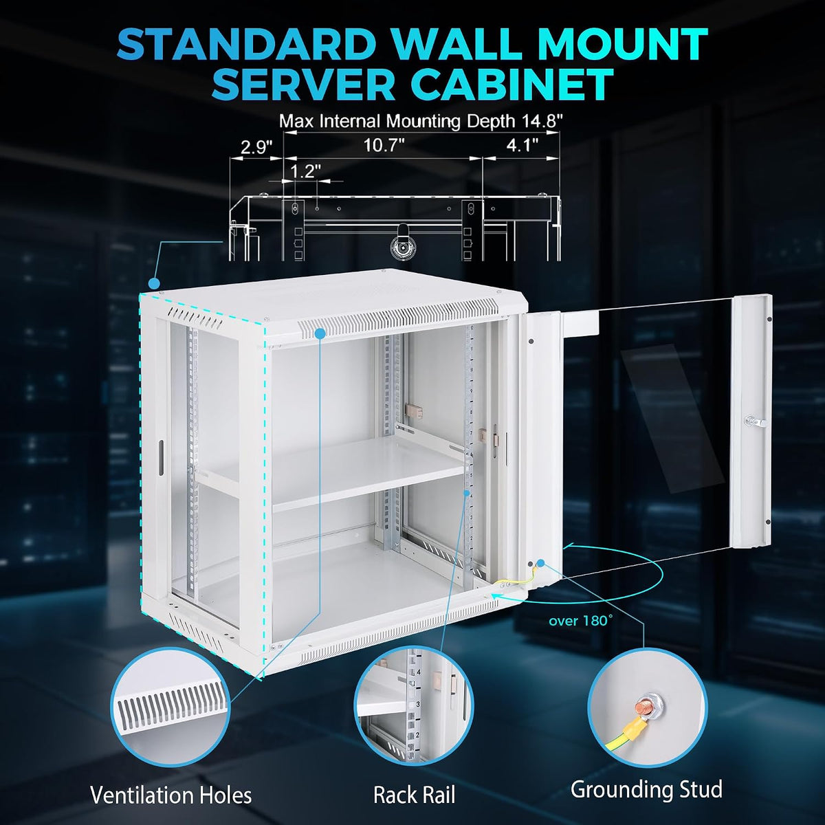 12U Rack, 17.7 Inch Depth Server Rack Network Cabinet for Home Lab
