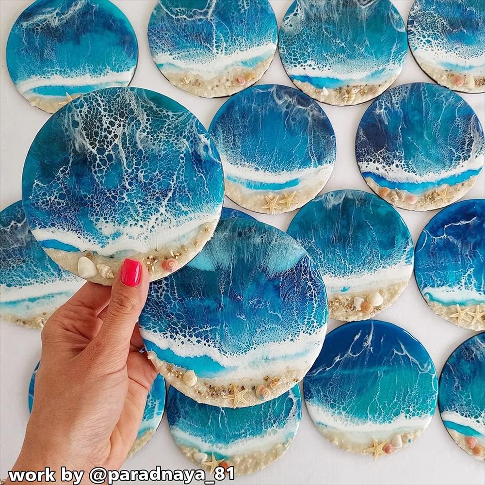 4 Pack 4 inches Thick Round Coaster Molds, Coaster Silicone Molds for Resin Casting, Geode Agate Silicone Coaster