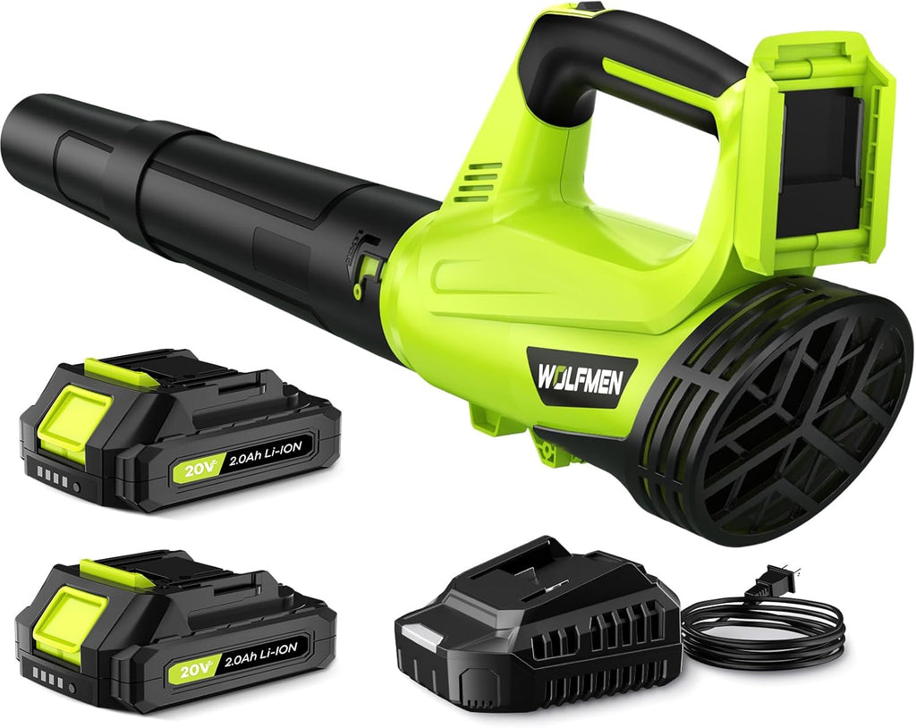 Leaf Blower, Electric Cordless Leaf Blower with 2 Batteries and Charger, 2 Speed Mode, Lightweight Leaf Blowers for