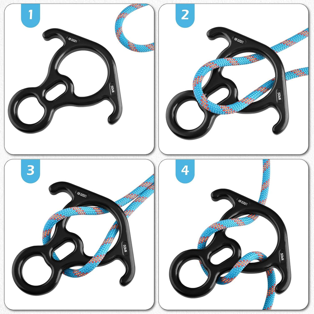 Rescue Figure 8 Descender, 35kN 50kN Aluminum Rappelling Belay Gear Climbing Rigging Plate Downhill Equipment Heavy Duty