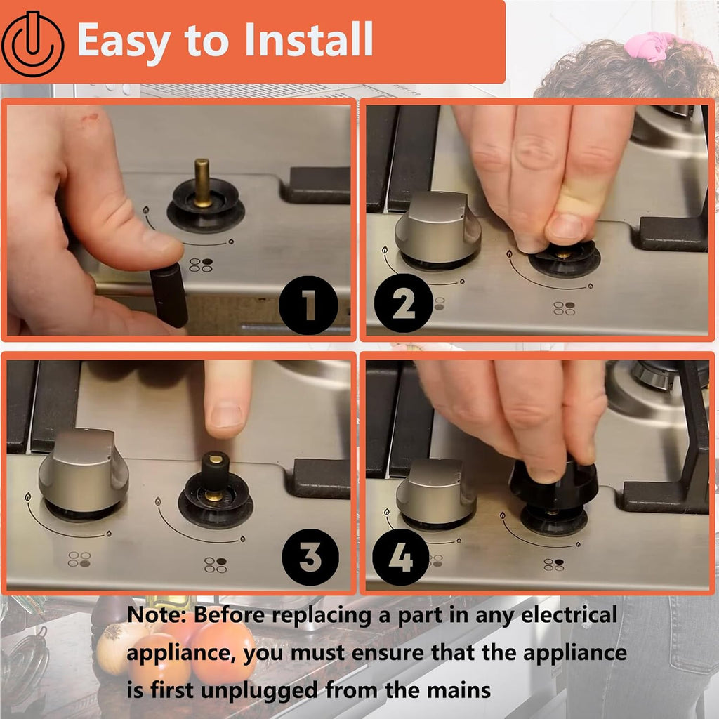 Upgraded 4 Pack Universal Control Knobs with 12 Adapters Black | Wide Application for Oven Stove Range Universal