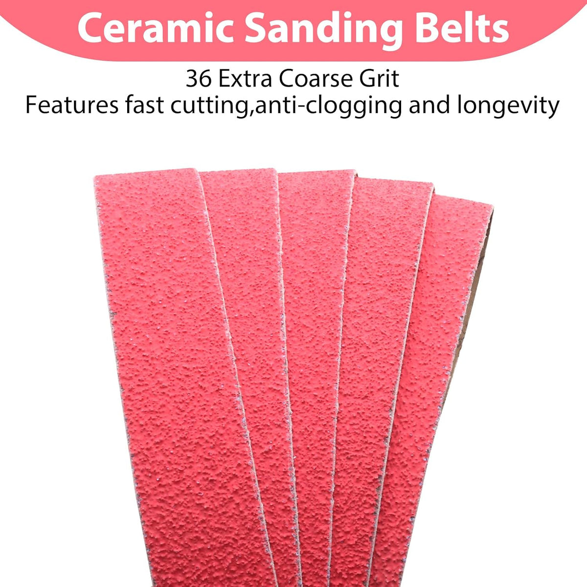 2 x 42 Inch Ceramic Grinding Belts, 36 Grit,5 Pack