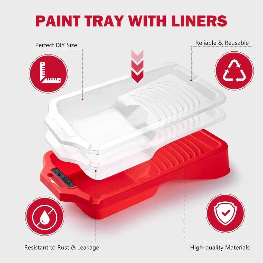Mini Paint Roller Kit-13 Piece, 4-Inch Microfiber Paint Rollers with Ergonomic Handle, Small Roller Paint Brush