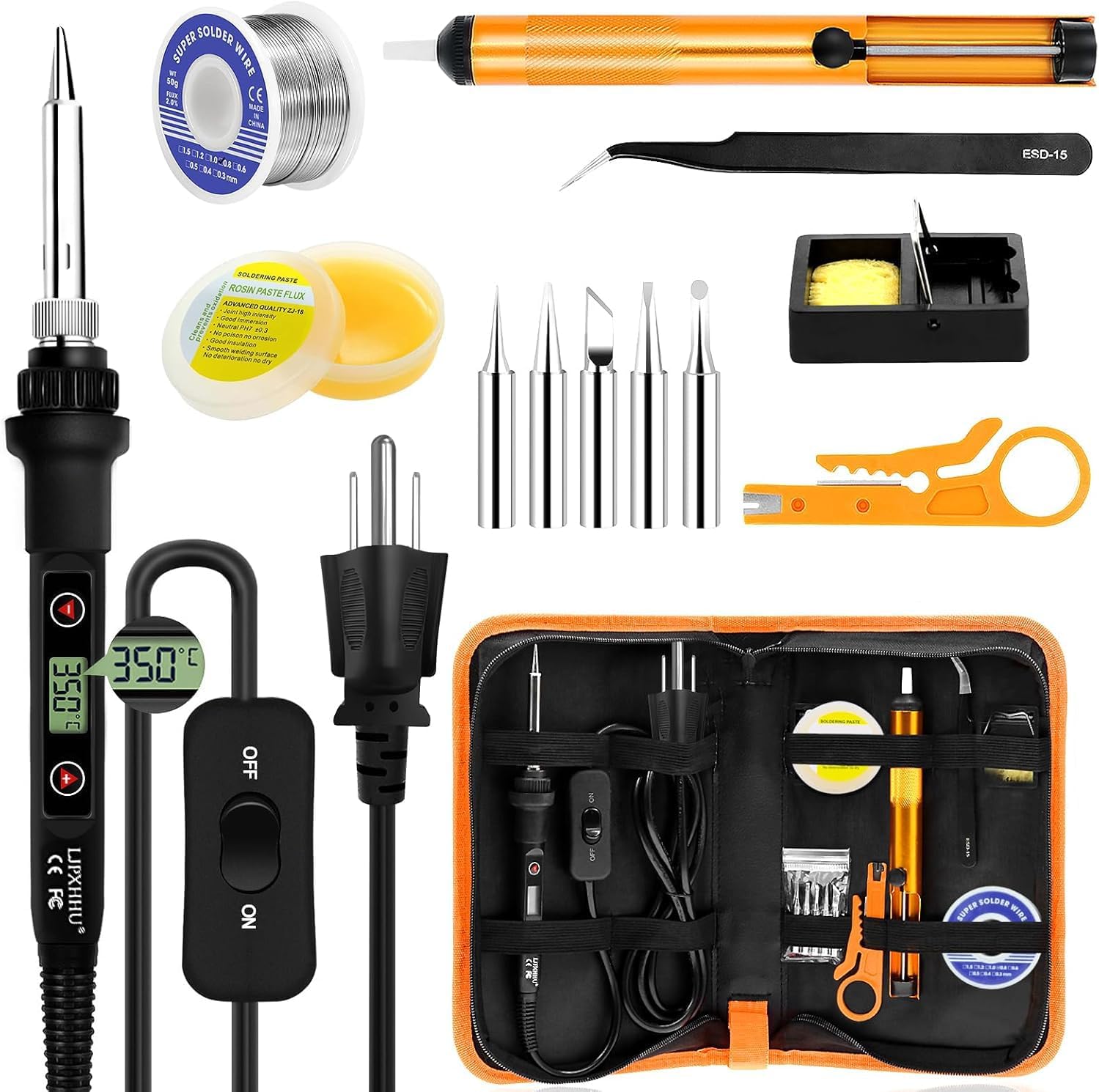 80W LCD Soldering Iron Kit Adjustable Temp 180-520℃ Precision Soldering Gun | 15s Fast Heating Electronics Soldering