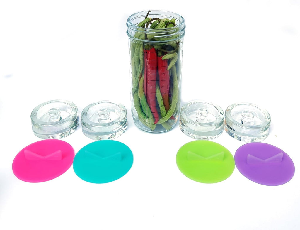Mason Jar Fermentation Lids 4 Pack Silicone easy to clean Airlock Sauerkraut Fermenting lids for Wide Mouth Mason