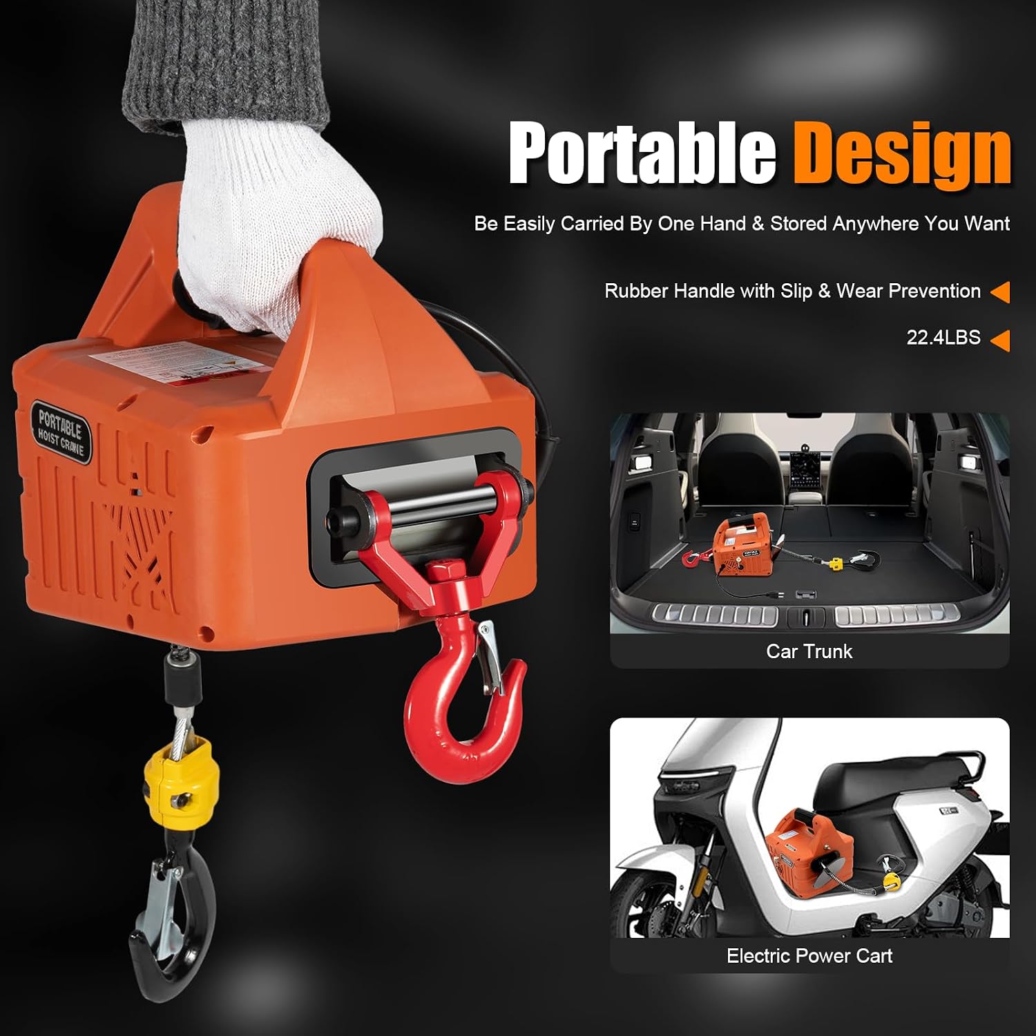3 in 1 Electric Hoist Winch - 2200LBS 38FT 110V Manual, Wired and Wireless Remote Control for Factories, Warehouses