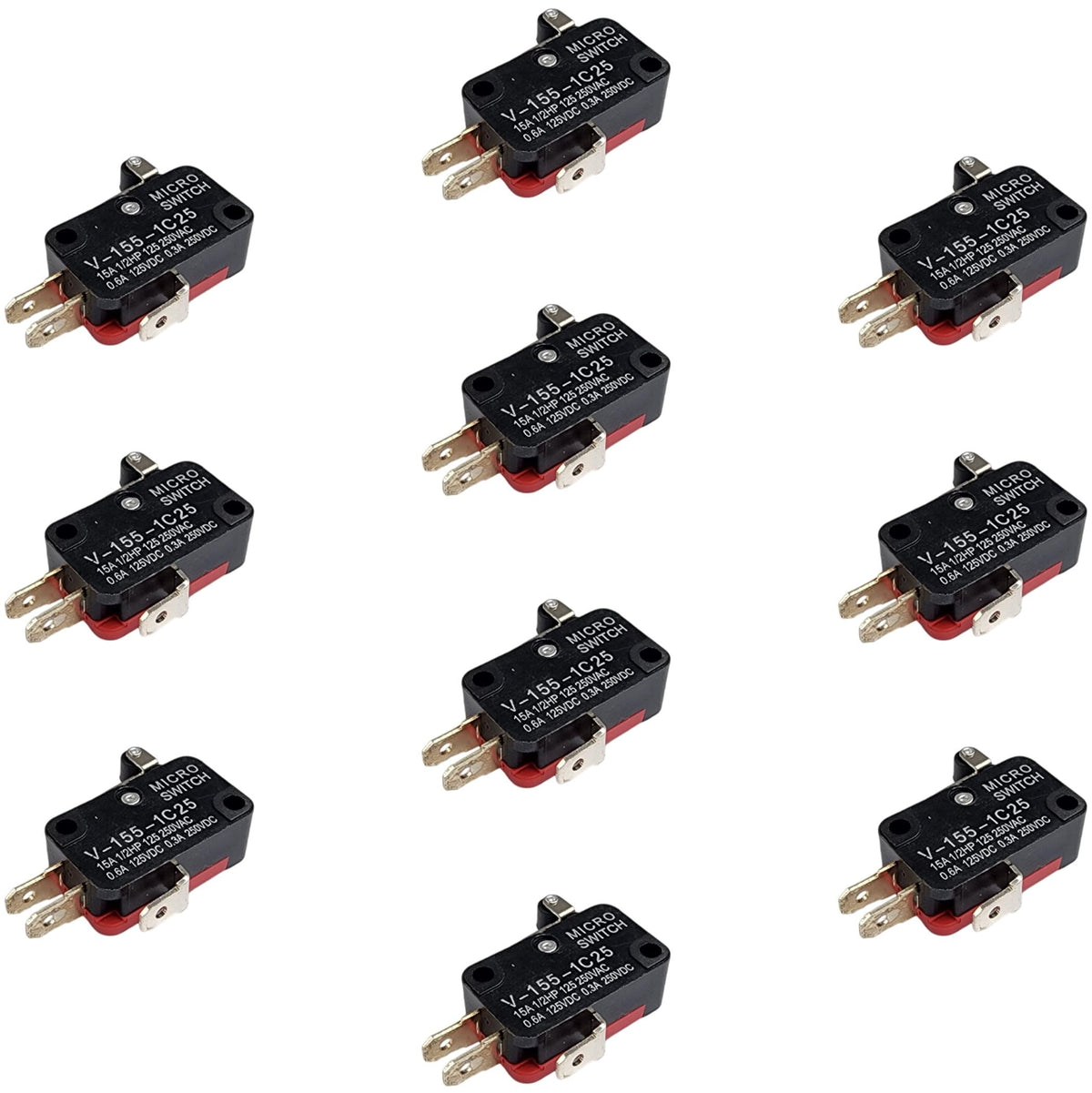 Limit Switch V-155-1C25 for Arduino, ESP32, ESP8266, Raspberry Pi – Durable Mechanical Switches for Projects, 10-Pack
