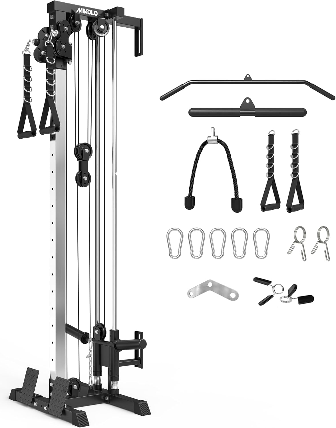 Wall Mount Cable Station, Cable Crossover Machine with Dual Pulley System and 19/27 Adjustable Positions for Home Gym