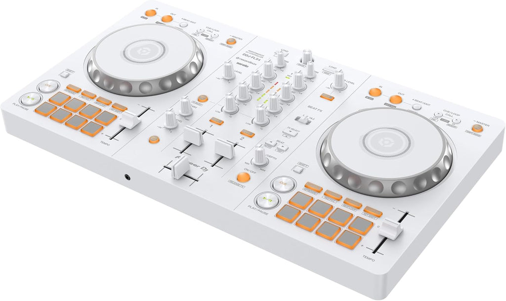 DDJ-FLX4 2-Channel DJ Controller, 16 Pads, White | For learners and improvers in white, 2-channel 2-deck controller