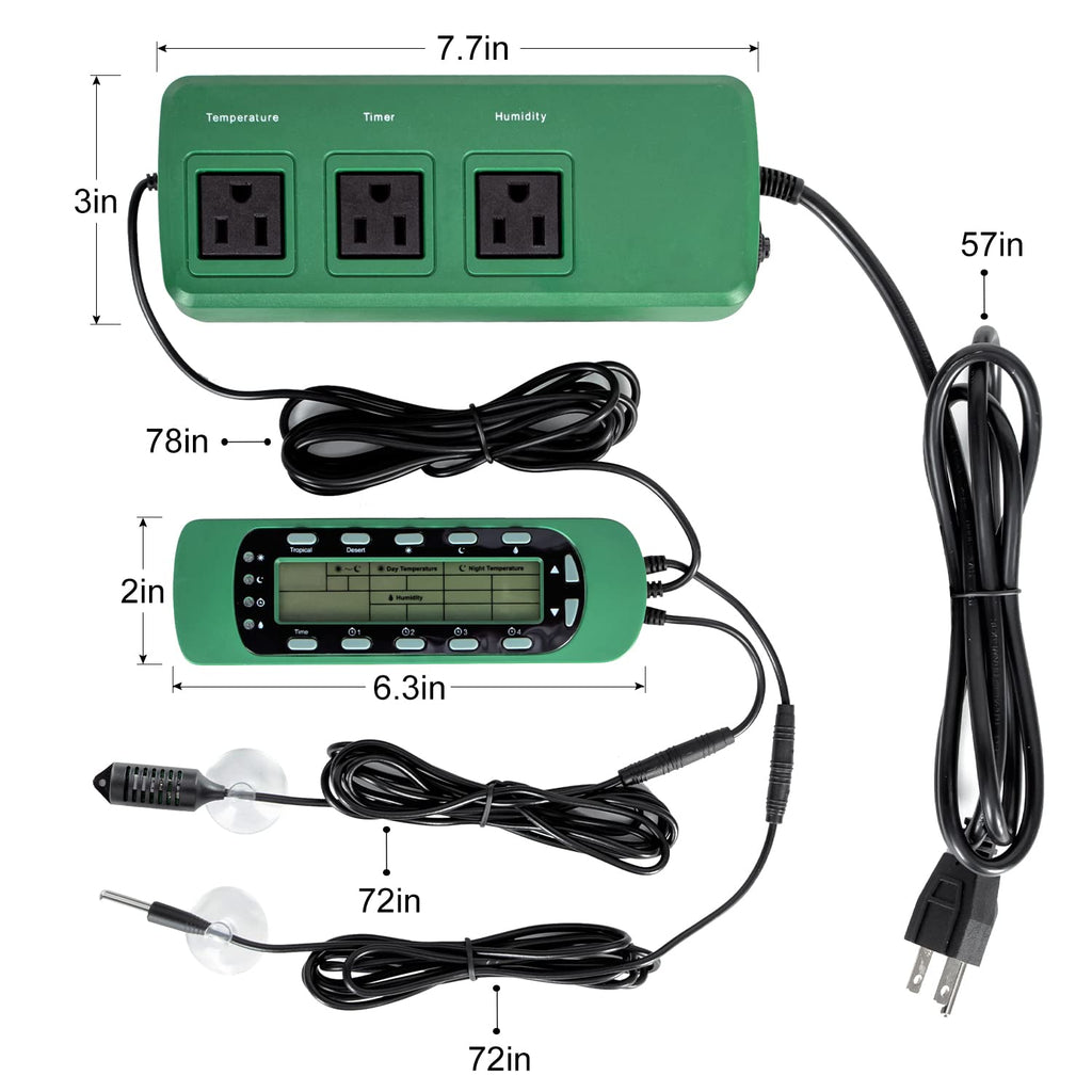 Reptile Digital Thermometer Hygrometer Controller for Tank Terrarium - Waterproof Reptile Timer with Thermostat