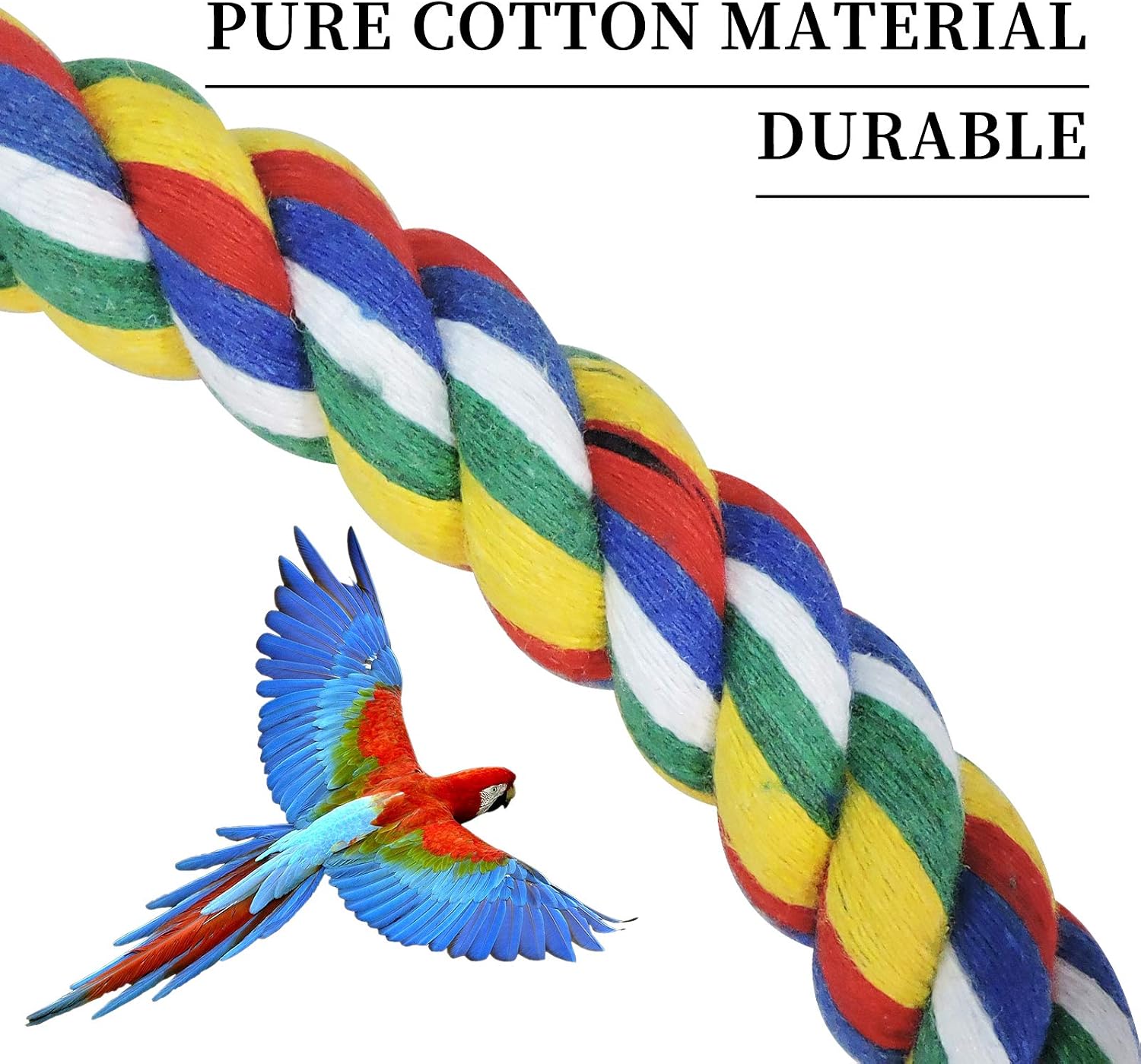 Bird Swing, Cage Hanging Cotton Rope Swing Bite Resistance Perches Boredom Breaker for Budgie, Cockatiels, Conures