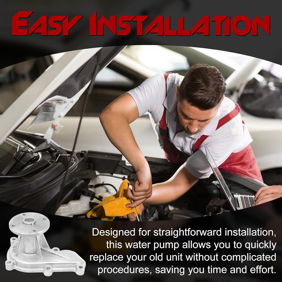 Engine Water Pump with Gasket, Compatible with Hyundai ＆ Kia