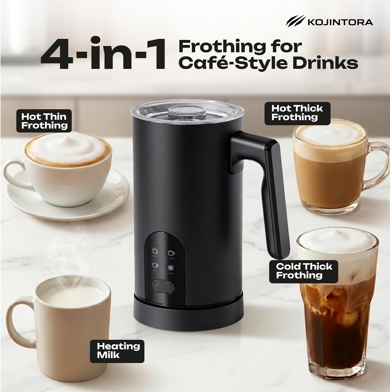 Milk Frother and Steamer Electric - 4 in 1 Cold Foam Maker Milk Warmer Machine for Hot Coffee Cappuccino Latte