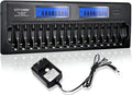 16 Bay AA AAA Battery Charger with Discharge Function, Smart LCD Display for 1.2V AA/AAA NiMH/NiCd Rechargeable