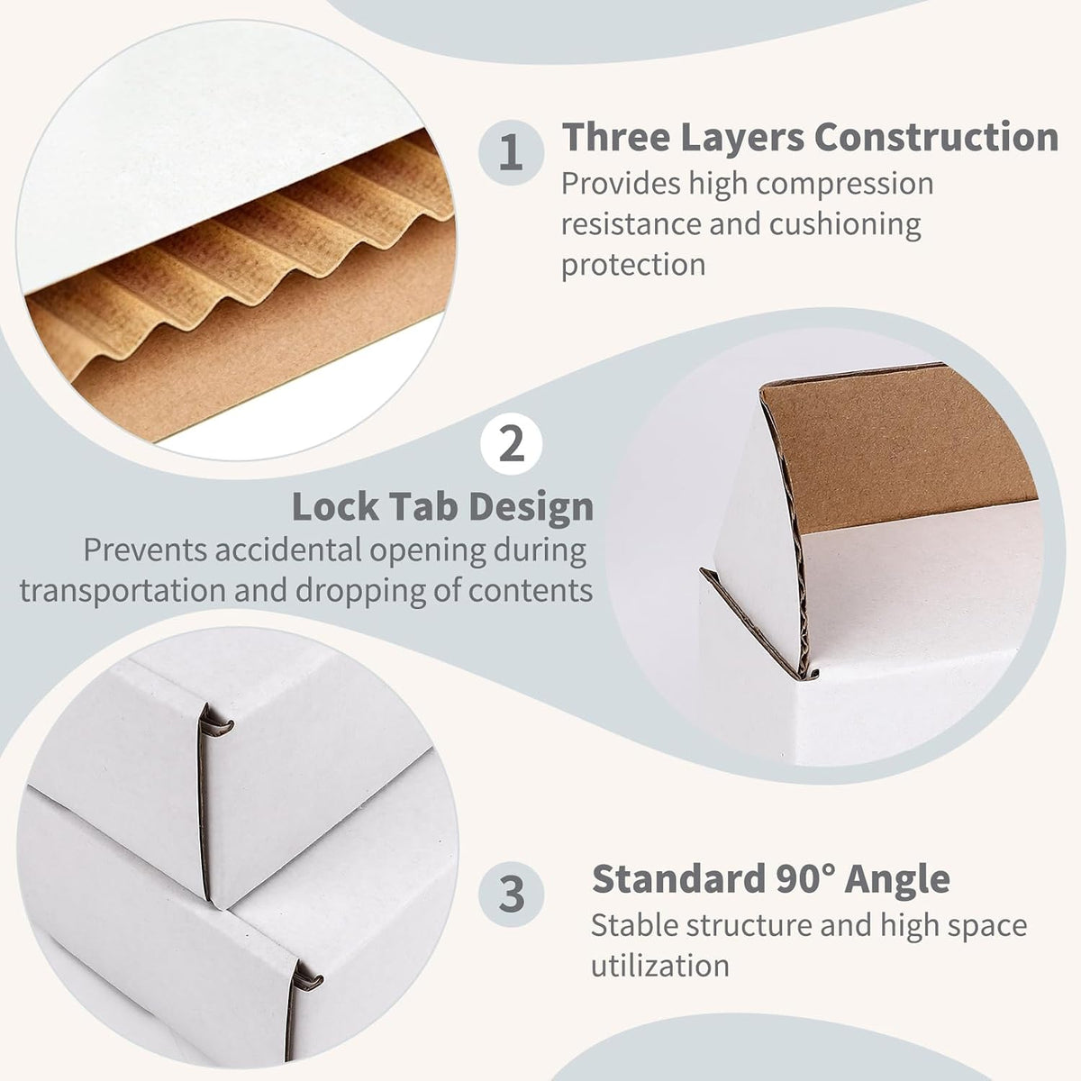 9" x 6" x 2" White Corrugated Cardboard Shipping Boxes Set of 25