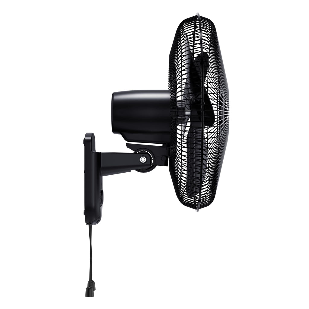16" Oscillating Wall Mount Fan with Pull Chain - Black