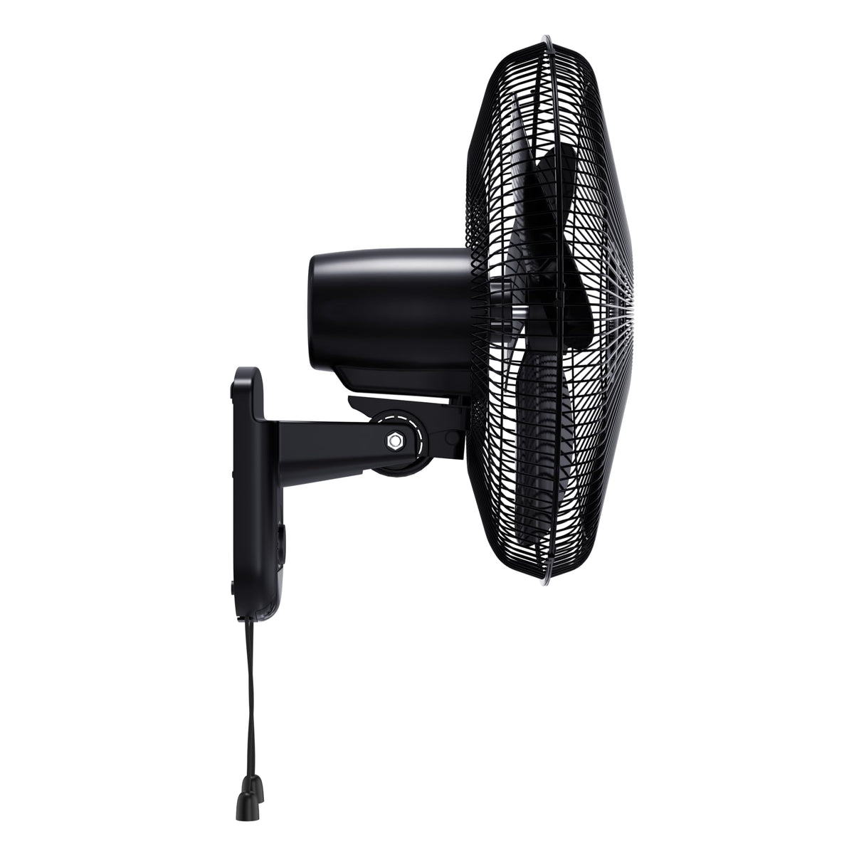 16" Oscillating Wall Mount Fan with Pull Chain - Black
