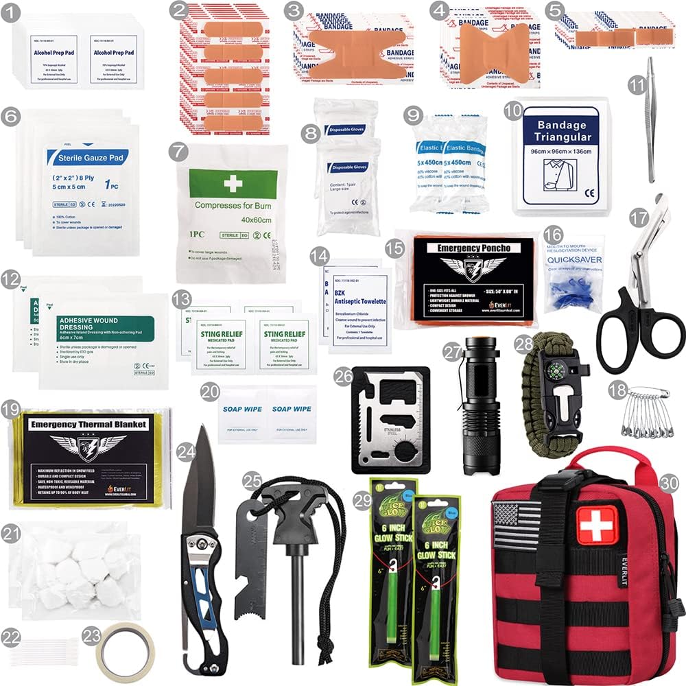 250 Pieces Survival First Aid Kit IFAK EMT Molle Pouch Survival Kit Outdoor Gear Emergency Kits Trauma Bag for