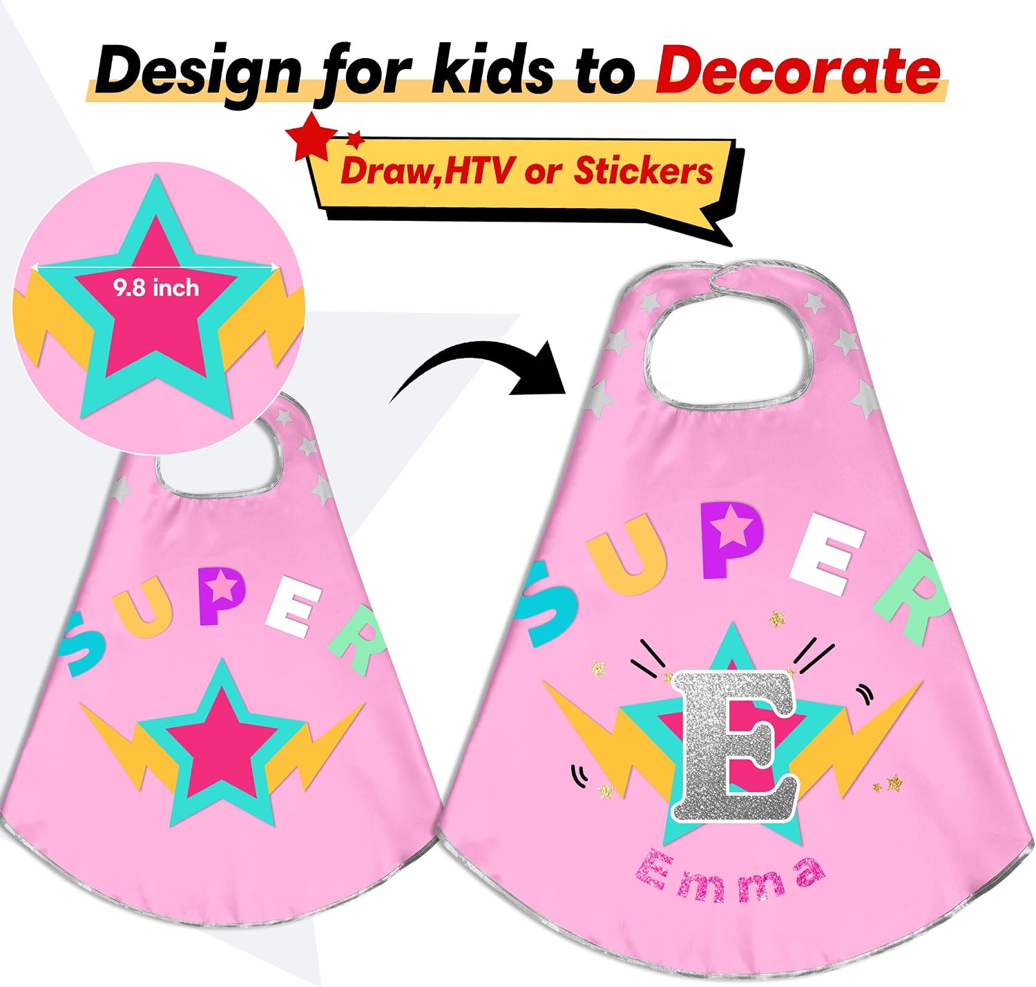 Star Superhero-Cape and Mask for Kids, Super-Hero-Costumes for Girls Boys Dress Up Toys Birthday Gifts